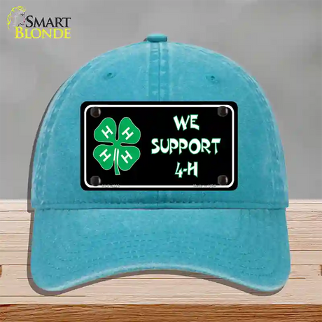 We Support 4-H Novelty License Plate Hat Unconstructed Cotton / Lake Blue