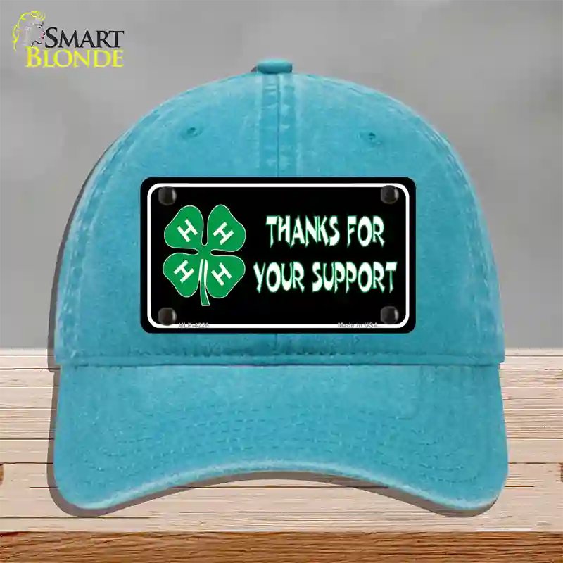 Thanks For Your Support 4-H Novelty License Plate Hat Unconstructed Cotton / Lake Blue