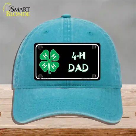 4-H Dad Novelty License Plate Hat Unconstructed Cotton / Lake Blue