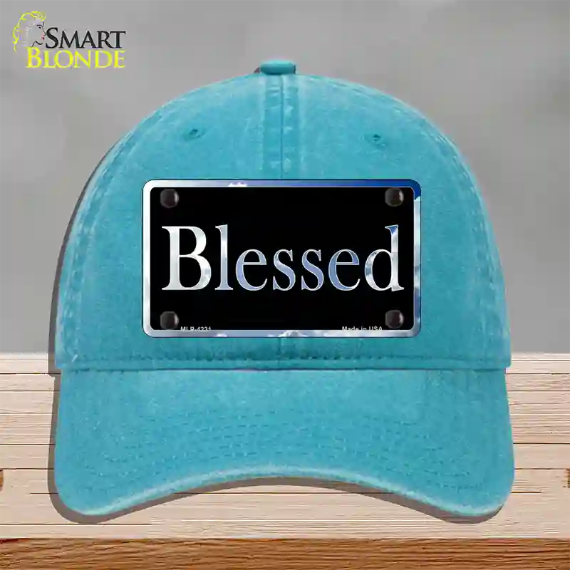 Blessed Blue Sky Cloud Novelty License Plate Hat Unconstructed Cotton / Lake Blue