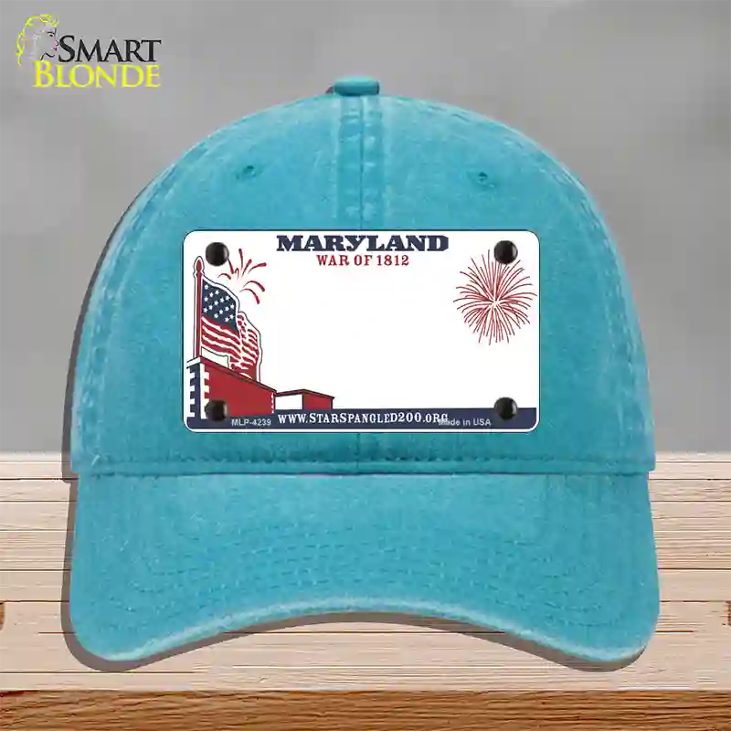 Maryland State Novelty License Plate Hat Unconstructed Cotton / Lake Blue