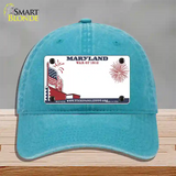 Maryland State Novelty License Plate Hat Unconstructed Cotton / Lake Blue