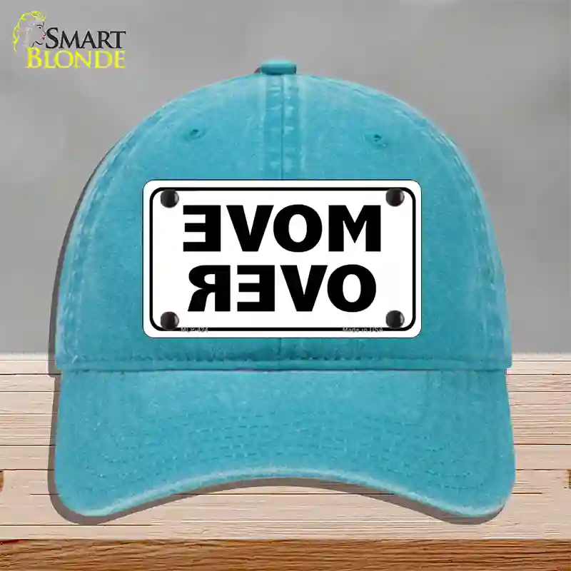 Move Over White Novelty License Plate Hat Unconstructed Cotton / Lake Blue