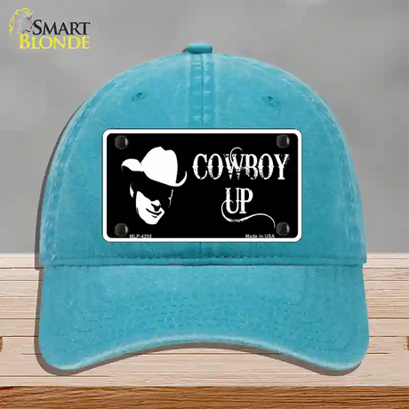 Cowboy Up License Novelty License Plate Hat Unconstructed Cotton / Lake Blue