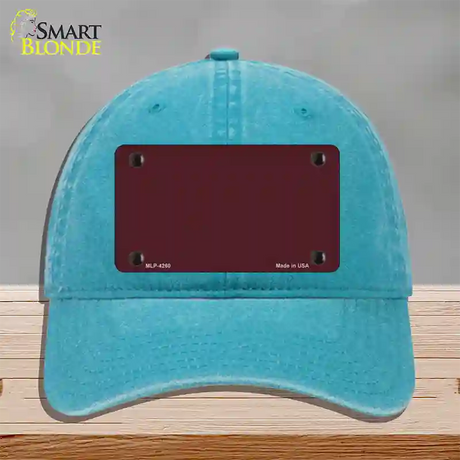 Burgundy Novelty License Plate Hat Unconstructed Cotton / Lake Blue