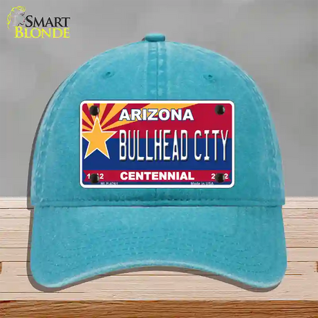 Arizona Centennial Bullhead City Novelty License Plate Hat Unconstructed Cotton / Lake Blue
