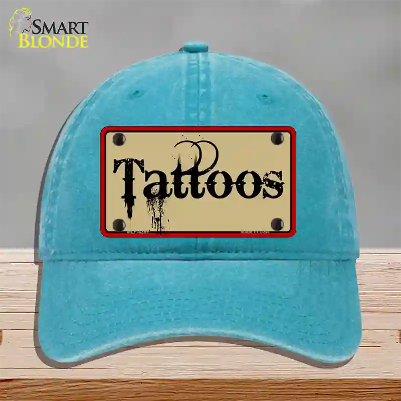 Tattoos Novelty License Plate Hat Unconstructed Cotton / Lake Blue