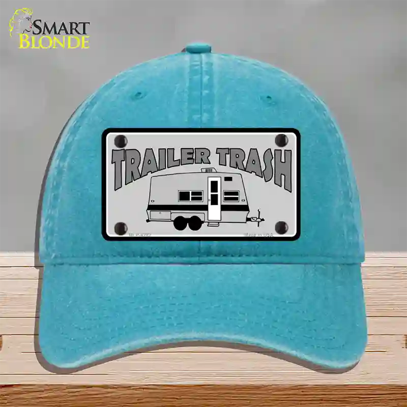 Trailer Trash Novelty License Plate Hat Unconstructed Cotton / Lake Blue