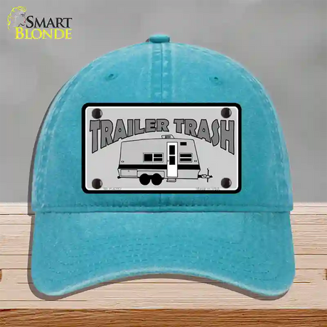 Trailer Trash Novelty License Plate Hat Unconstructed Cotton / Lake Blue