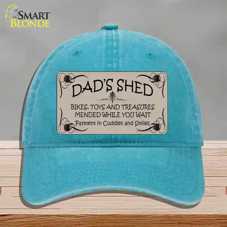 Dads Shed Novelty License Plate Hat Unconstructed Cotton / Lake Blue