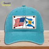 United States Scotland Crossed Flags Novelty License Plate Hat Sign Unconstructed Cotton / Lake Blue