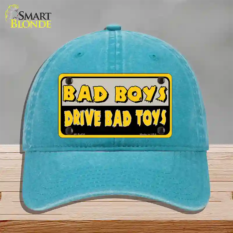 Bad Boys Drive Bad Toys Novelty License Plate Hat Unconstructed Cotton / Lake Blue