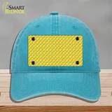 Yellow White Quatrefoil Novelty License Plate Hat Unconstructed Cotton / Lake Blue