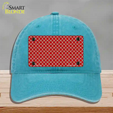 Red White Quatrefoil Novelty License Plate Hat Unconstructed Cotton / Lake Blue