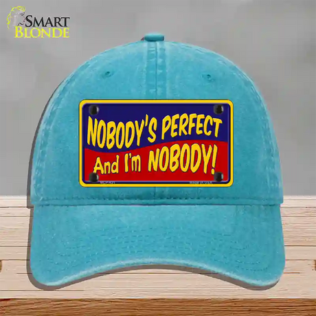 Nobodys Perfect Novelty License Plate Hat Unconstructed Cotton / Lake Blue