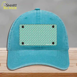 Mint White Quatrefoil Novelty License Plate Hat Unconstructed Cotton / Lake Blue