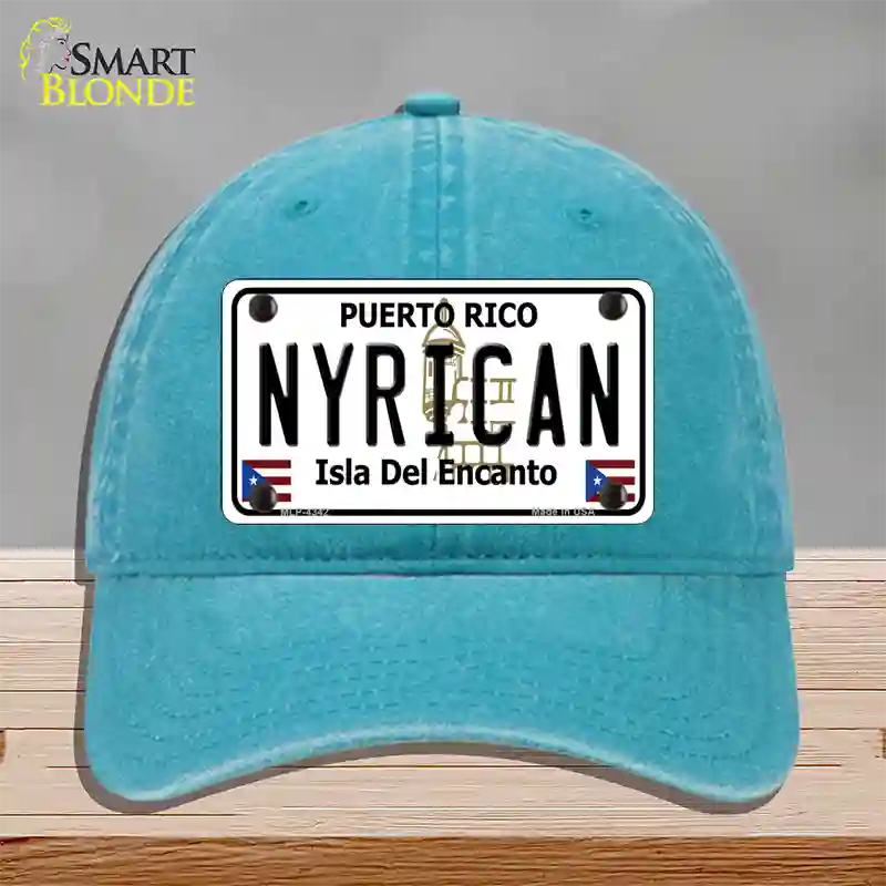 Nyrican Puerto Rico Novelty License Plate Hat Unconstructed Cotton / Lake Blue