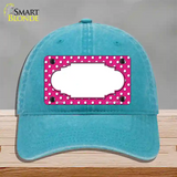 Scallop Pink White Polka Dot Novelty License Plate Hat Unconstructed Cotton / Lake Blue