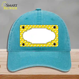 Scallop Yellow White Polka Dot Novelty License Plate Hat Unconstructed Cotton / Lake Blue