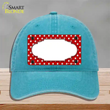 Scallop Red White Polka Dot Novelty License Plate Hat Unconstructed Cotton / Lake Blue