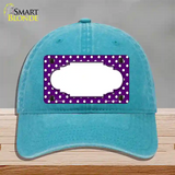 Scallop Purple White Polka Dot Novelty License Plate Hat Unconstructed Cotton / Lake Blue