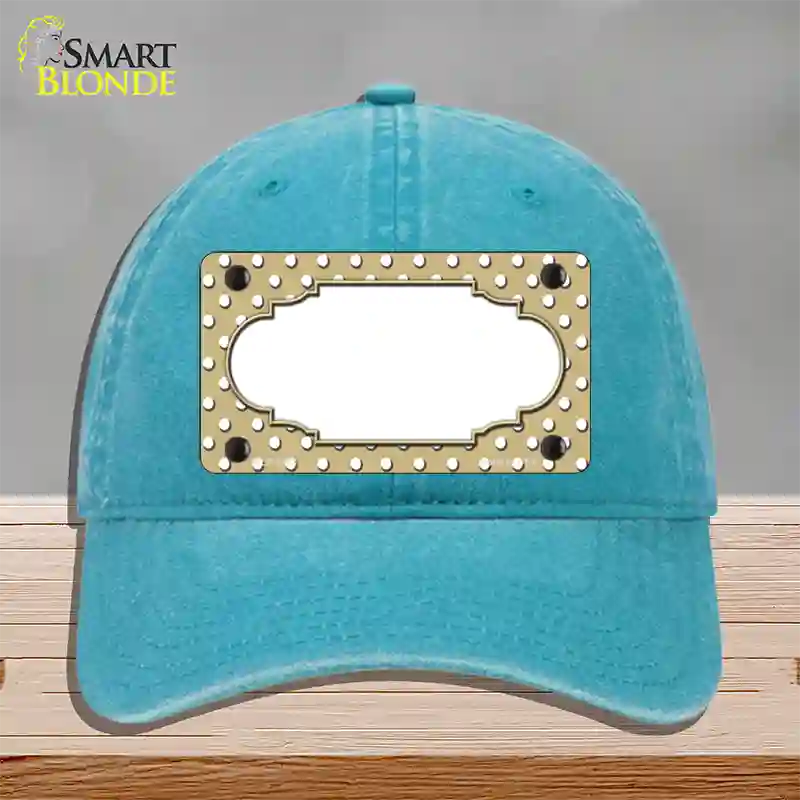 Scallop Gold White Polka Dot Novelty License Plate Hat Unconstructed Cotton / Lake Blue