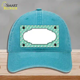 Scallop Mint White Polka Dot Novelty License Plate Hat Unconstructed Cotton / Lake Blue