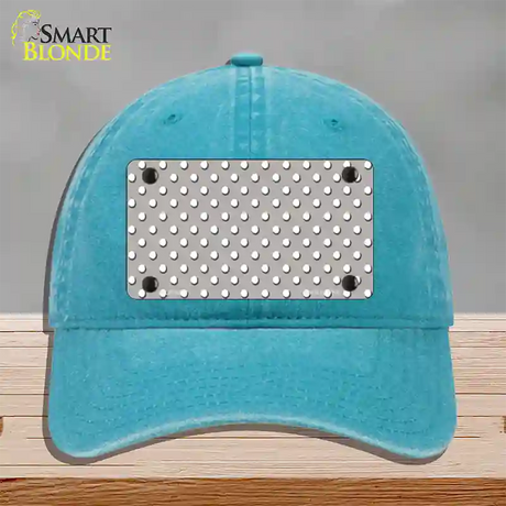 Grey Polka Dot Novelty License Plate Hat Unconstructed Cotton / Lake Blue