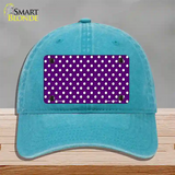 Purple Polka Dot Novelty License Plate Hat Unconstructed Cotton / Lake Blue