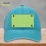 Lime Green Polka Dot Novelty License Plate Hat Unconstructed Cotton / Lake Blue