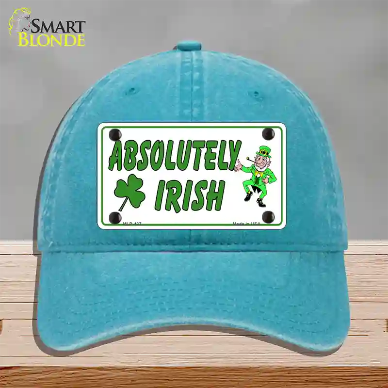 Absolutely Irish Novelty License Plate Hat Unconstructed Cotton / Lake Blue