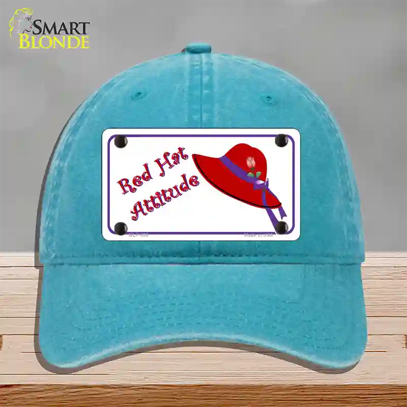 Red Hat Attitude Novelty License Plate Hat Unconstructed Cotton / Lake Blue