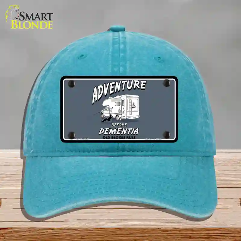 Adventure Before Dementia Novelty License Plate Hat Unconstructed Cotton / Lake Blue