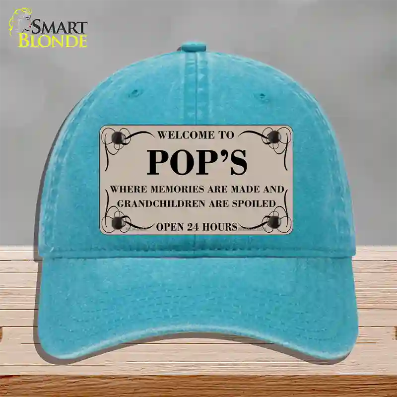 Welcome To Pops Novelty License Plate Hat Unconstructed Cotton / Lake Blue