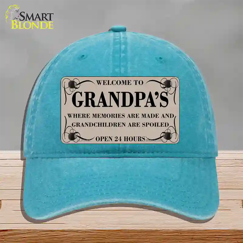 Welcome To Grandpas Novelty License Plate Hat Unconstructed Cotton / Lake Blue