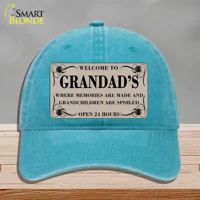 Welcome To Grandads Novelty License Plate Hat Unconstructed Cotton / Lake Blue