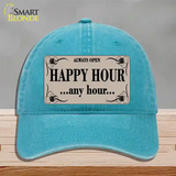 Happy Hour Any Hour Novelty License Plate Hat Unconstructed Cotton / Lake Blue