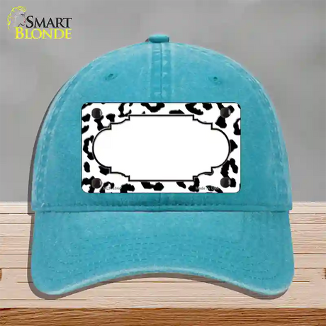 White Black Cheetah Scallop Novelty License Plate Hat Unconstructed Cotton / Lake Blue