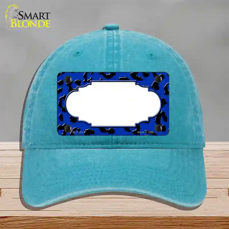 Blue Black Cheetah Scallop Novelty License Plate Hat Unconstructed Cotton / Lake Blue