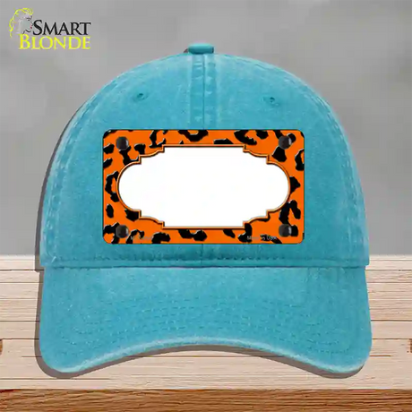 Orange Black Cheetah Scallop Novelty License Plate Hat Unconstructed Cotton / Lake Blue