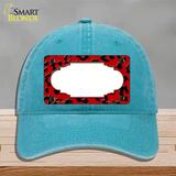 Red Black Cheetah Scallop Novelty License Plate Hat Unconstructed Cotton / Lake Blue