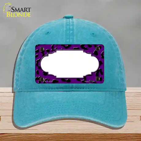 Purple Black Cheetah Scallop Novelty License Plate Hat Unconstructed Cotton / Lake Blue