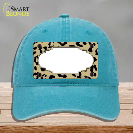 Gold Black Cheetah Scallop Novelty License Plate Hat Unconstructed Cotton / Lake Blue