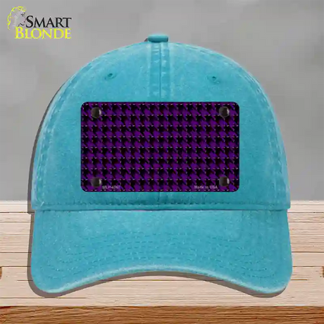 Purple Black Houndstooth Novelty License Plate Hat Unconstructed Cotton / Lake Blue