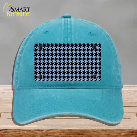 Light Blue Black Houndstooth Novelty License Plate Hat Unconstructed Cotton / Lake Blue