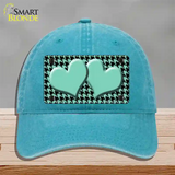 Mint Black Houndstooth Mint Center Hearts Novelty License Plate Hat Unconstructed Cotton / Lake Blue