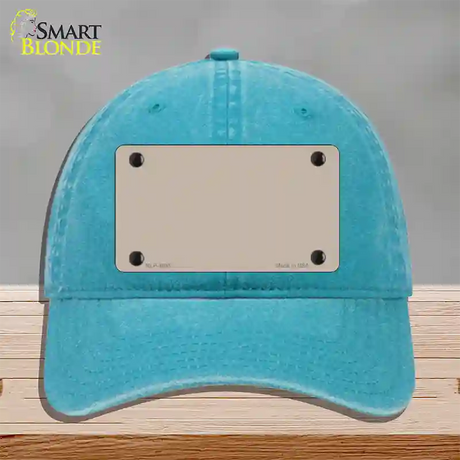 Tan Solid Novelty License Plate Hat Unconstructed Cotton / Lake Blue