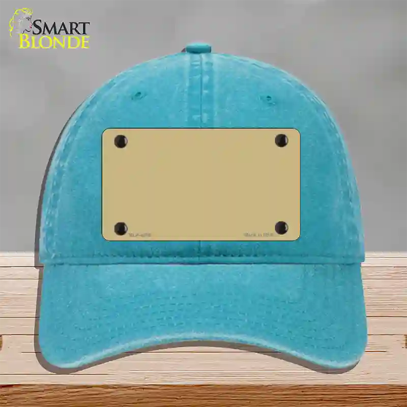 Gold Solid Novelty License Plate Hat Unconstructed Cotton / Lake Blue