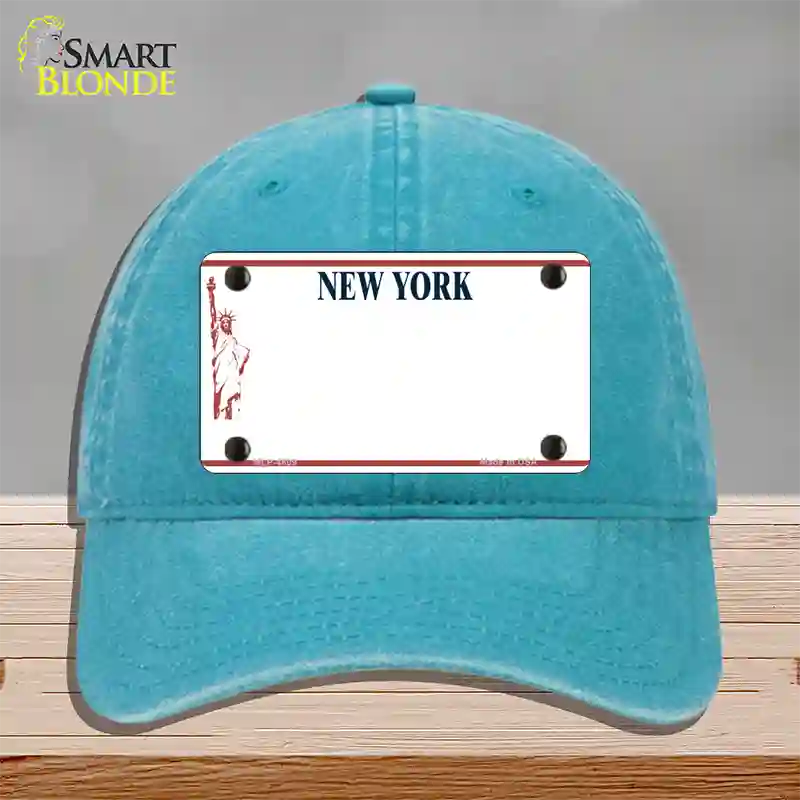 New York State Blank Novelty License Plate Hat Unconstructed Cotton / Lake Blue