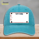 New York State Blank Novelty License Plate Hat Unconstructed Cotton / Lake Blue